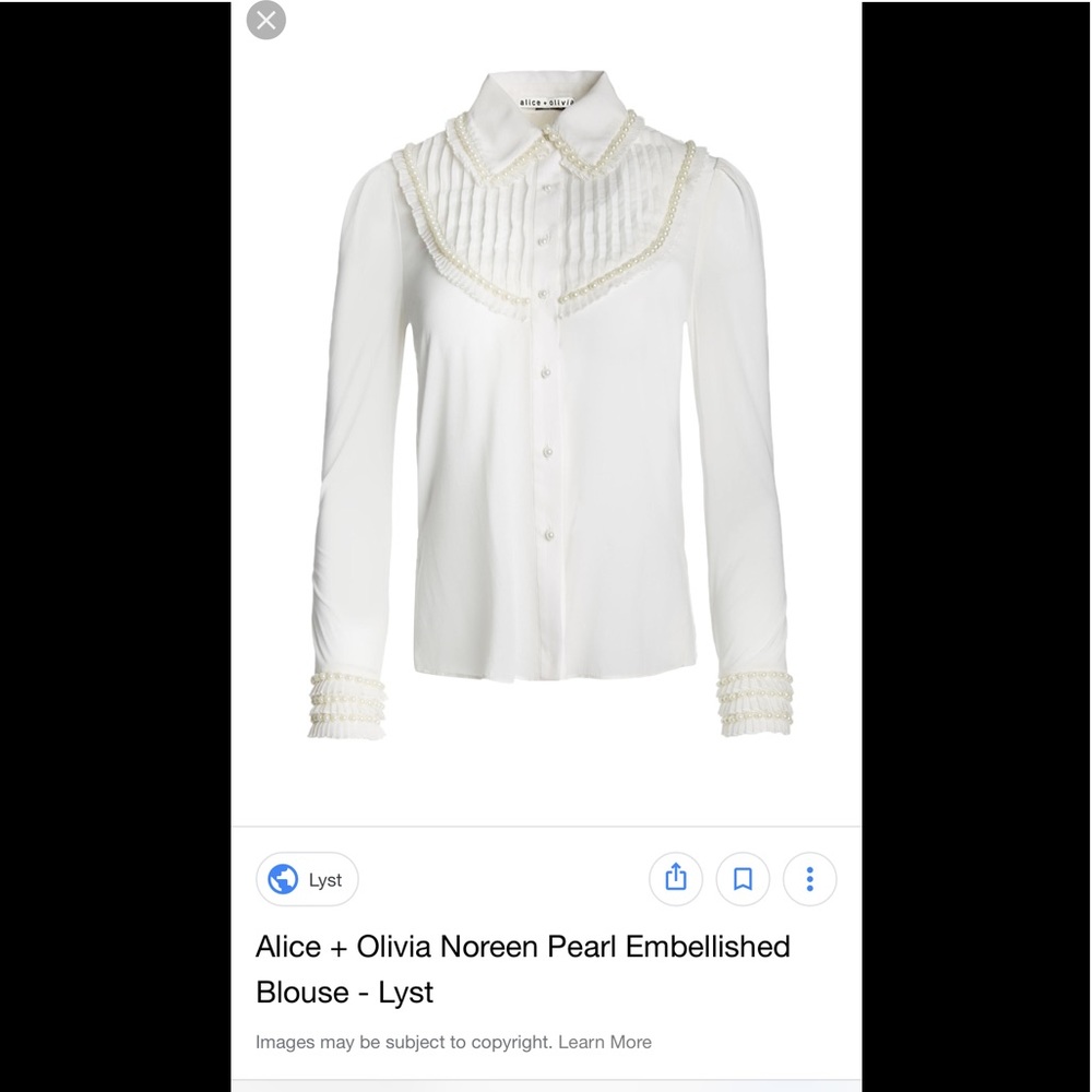 Alice + Olivia White Sheer Button Down Shirt - Picture 8 of 8